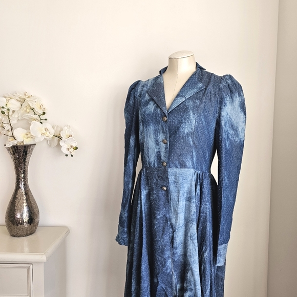 For Her NYC Goth Coquette Grunge Romantic Dress Wash Blue "The Takeover" Size M - Picture 7 of 15